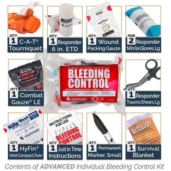 ADVANCED PUBLIC ACCESS INDIVIDUAL BLEEDING CONTROL KIT - VACUUM SEALED